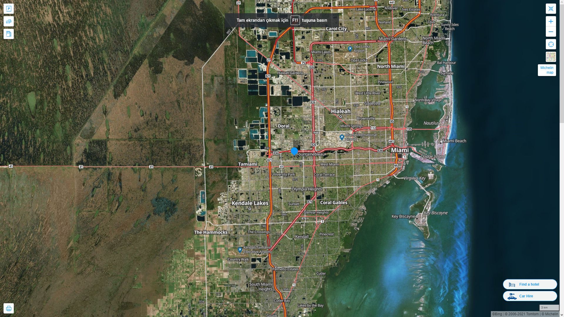 Fountainebleau Florida Highway and Road Map with Satellite View